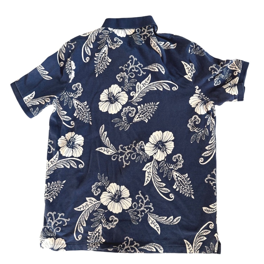 Polo Ralph Lauren Men's Classic Fit Navy Floral Hibiscus Mesh Polo Shirt Size L